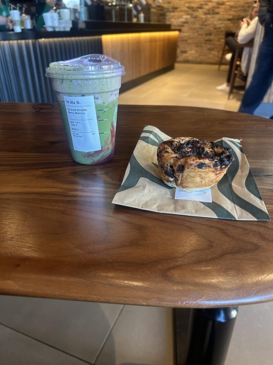 New Starbucks matcha drink and pastry at the Hinsdale Starbucks.