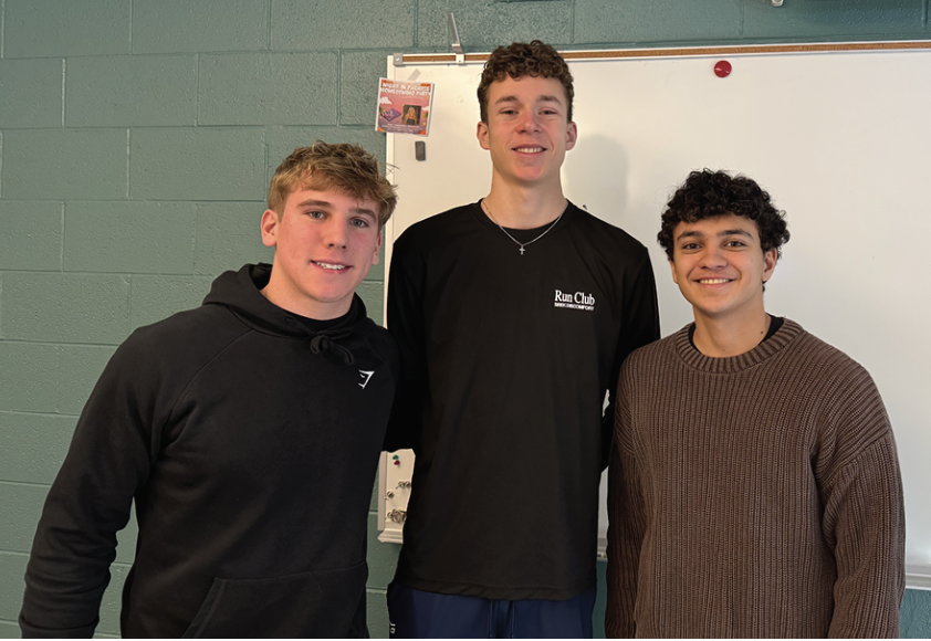 Juniors Grant Mansell, Ian Maxwell and Anthony Barakat were recognized  in each of their AP Language & Composition classes for most compelling presentation about personal changes they made in their lives. Each presentation included an experiment students tried for 14 days to see if they could commit to a lifestyle change. 