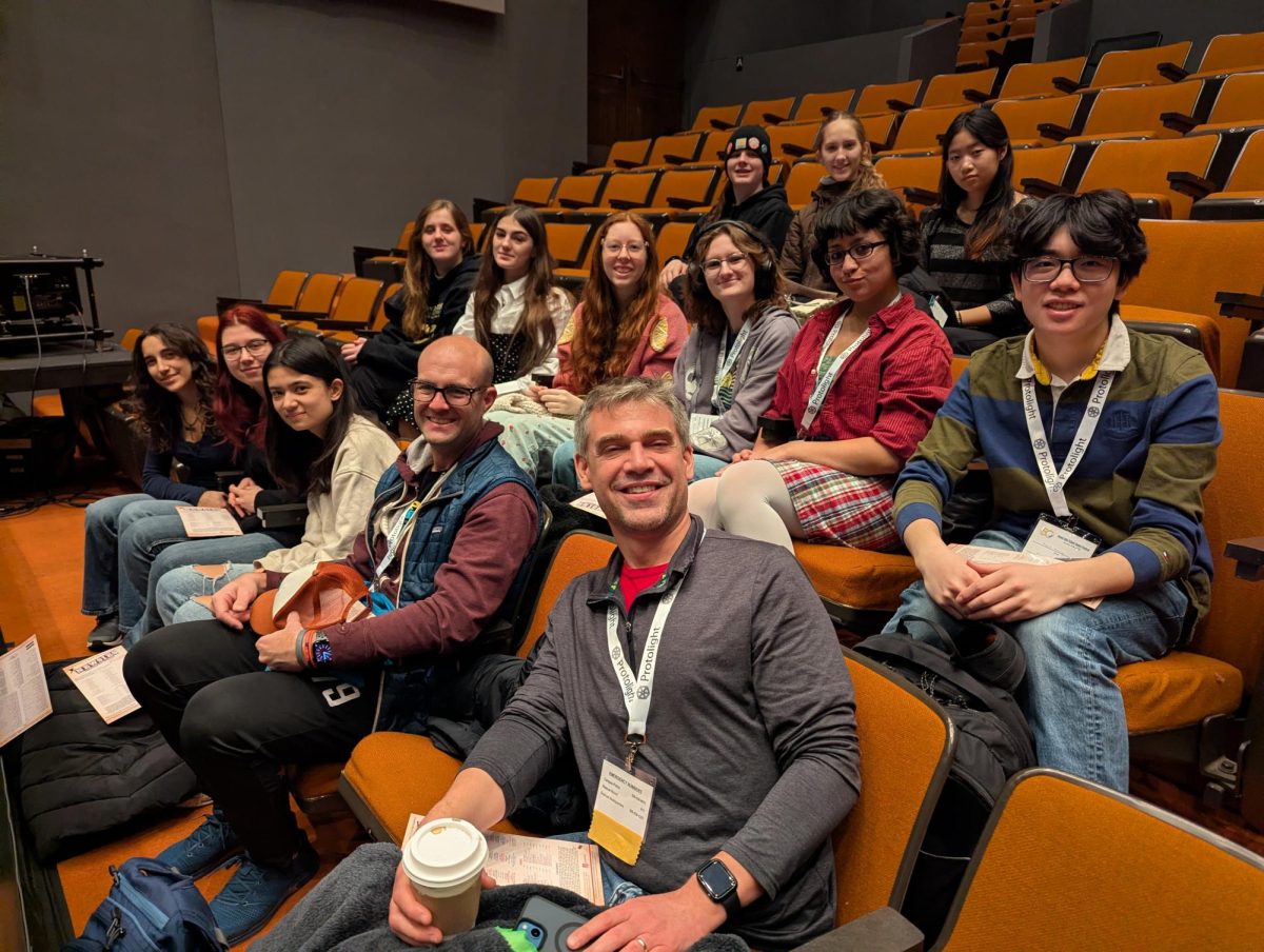 The Drama Club at the Theatre Fest at Illinois State University with sponsor Christopher Kostro on Jan 8.