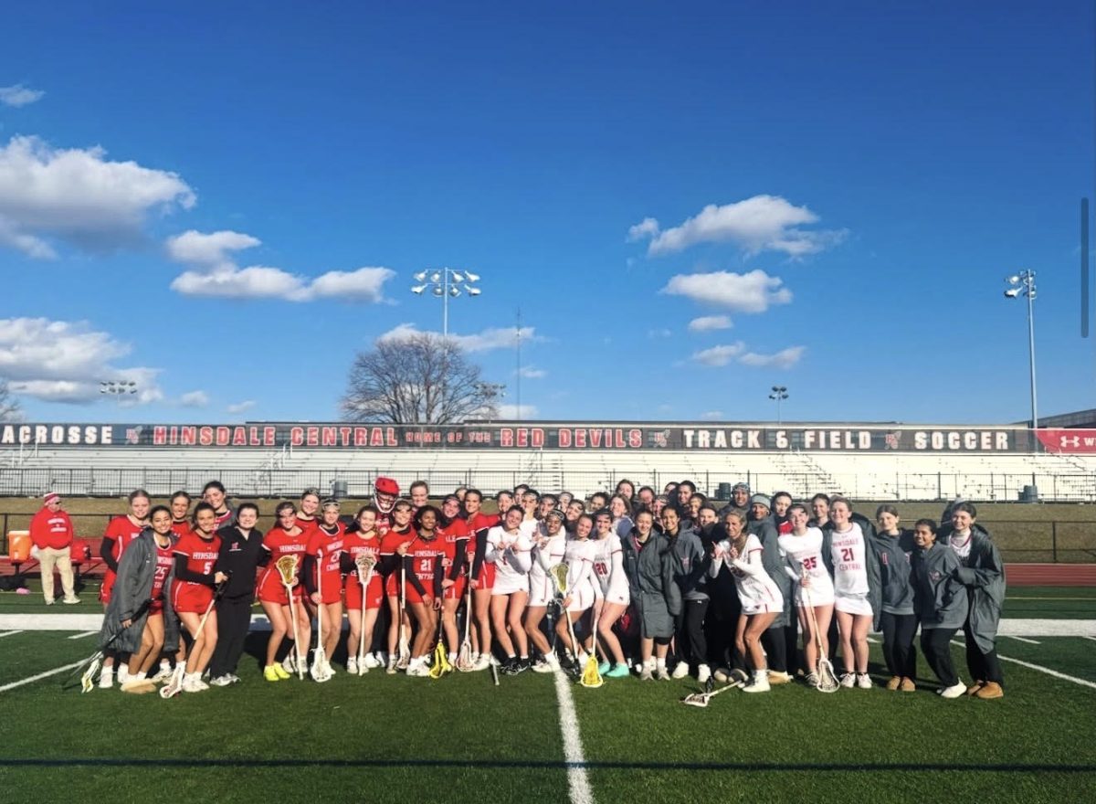 Photo of the girls lacrosse team after their red v. white scrimmage on March 13.