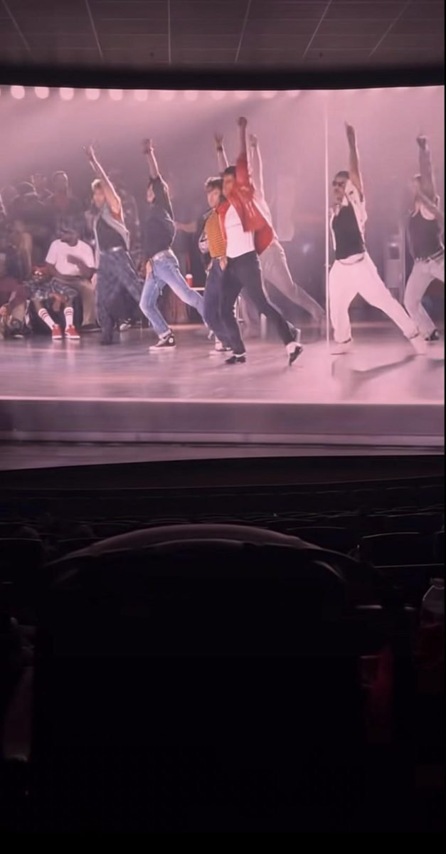 Mid action shot of the Michael movie in the Oakbrook AMC 12 on May 3. 
